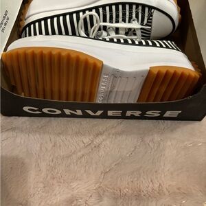 Converse Black and White Sneakers with Orange Sole